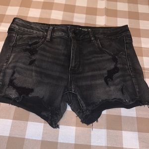 Black AE midi stretch Jean shorts 14